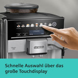 Automatyczny ekspres do kawy Siemens EQ.6 plus s300 TE653501DE, do wielu specjałów kawowych, spieniacz do mleka, młynek ceramiczny, podwójna funkcja kawy, zapobiega osadzaniu się kamienia, automatyczne czyszczenie parą, 1500 W, srebrny
