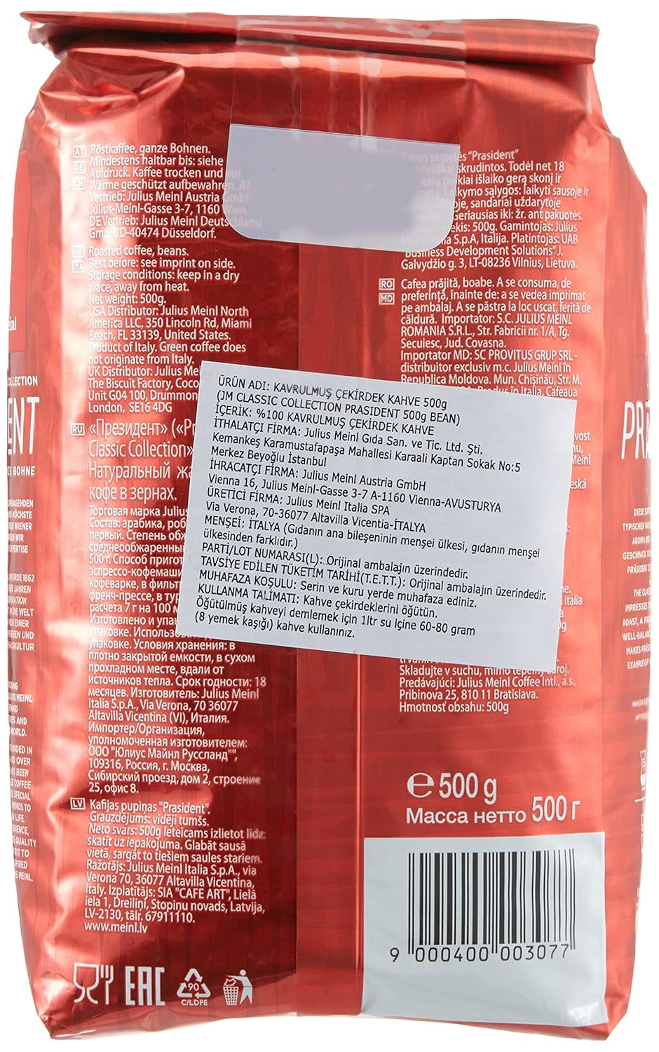 Pakiet 2 pełnych ziaren President (2 x 500 g)