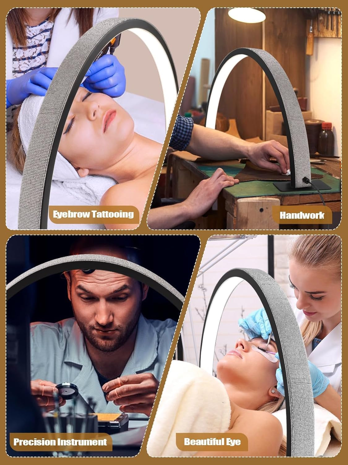 Kalolary Lampadaire, Lash Lumière Pour Extensions De Cils Regglable À 360°, 3000K-6000K Lampa Demi-Lune, Lamp De Beauté (lampa półksiężycowa)