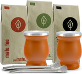 Zestaw do herbaty Mate Bio ● 3 zestawy Mate + 2 filiżanki Mate ze stali nierdzewnej o podwójnych ściankach + 2 Bombille + Instrukcja parzenia (czarna)