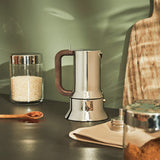 Alessi 9090/6 Espresso z 6 filiżankami na indukcję, stal nierdzewna, srebro, 15,5 x 13,5 x 27 cm