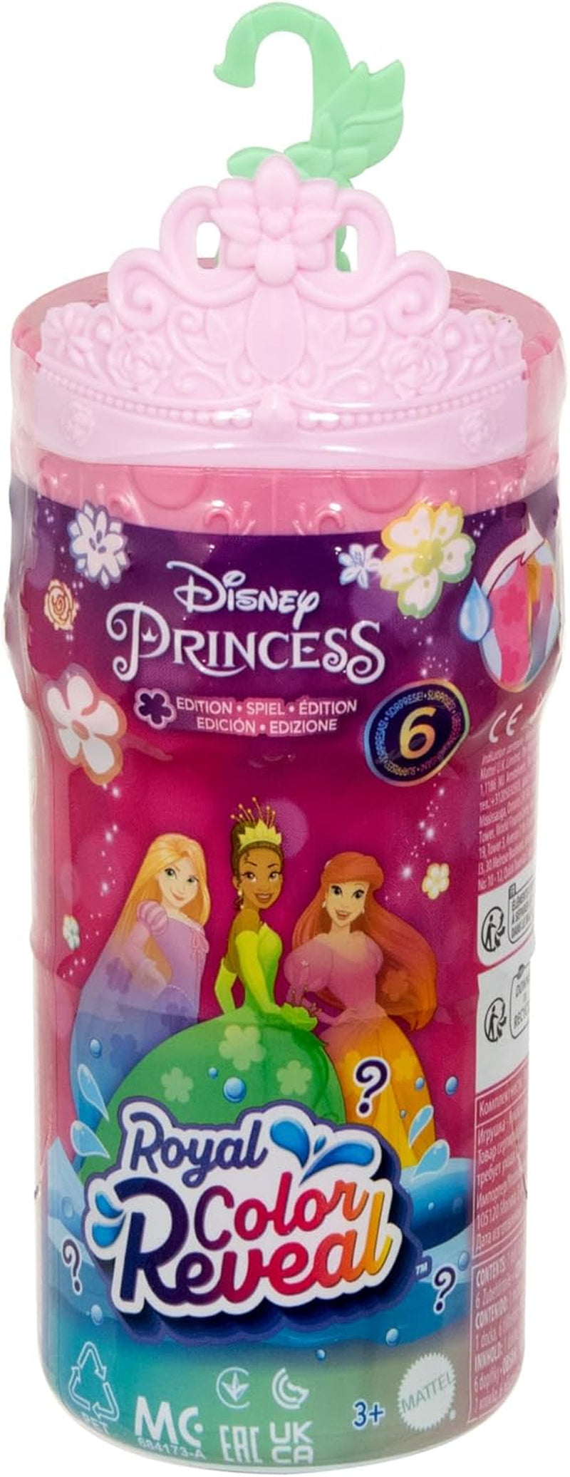 Mała lalka Mattel Disney Princess Royal Color Reveal z 6 niespodziankami, w tym pierścionkiem zapachowym i 4 akcesoriami (lalki mogą się różnić), seria Garden Party HRN63