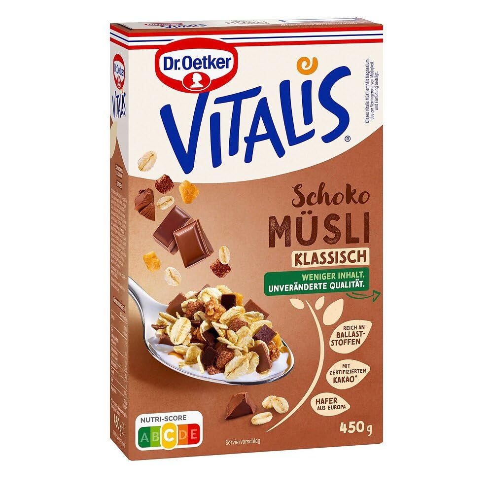 Dr. Oetker Vitalis Chocolate Muesli Classic: Muesli śniadaniowe z mleczną i gorzką czekoladą, opakowanie 7 szt. (7 x 600 g)