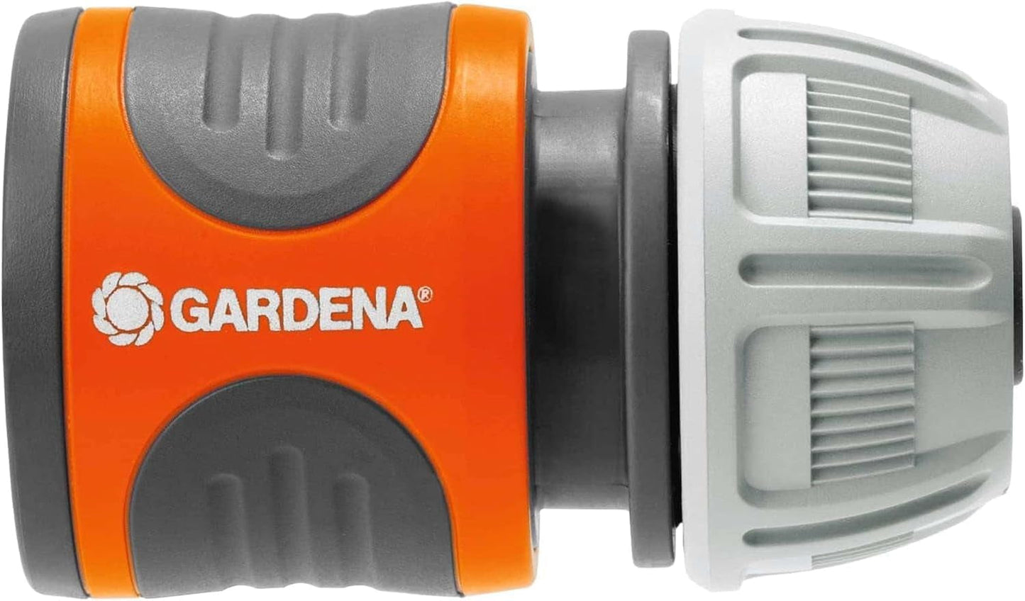 Gardena 13 mm (1/2 cala) i 15 mm (5/8 cala) Złącze węża: Złącze wtykowe na końcu węża, wgłębienia do zaciskania, łatwy montaż, w pudełku (18215-20)
