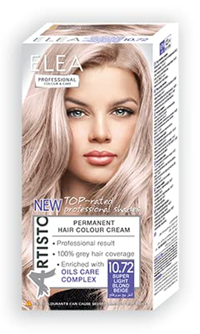 Color & Care trwała koloryzacja włosów 120ml, profesjonalny efekt, pokrycie siwych włosów, wzbogacona olejkowymi kompleksami pielęgnacyjnymi - Długotrwała koloryzacja włosów (10.1 Super Light Ash Blonde) Naty Shop Hair Farba 10.72 Super Light Blonde Beige