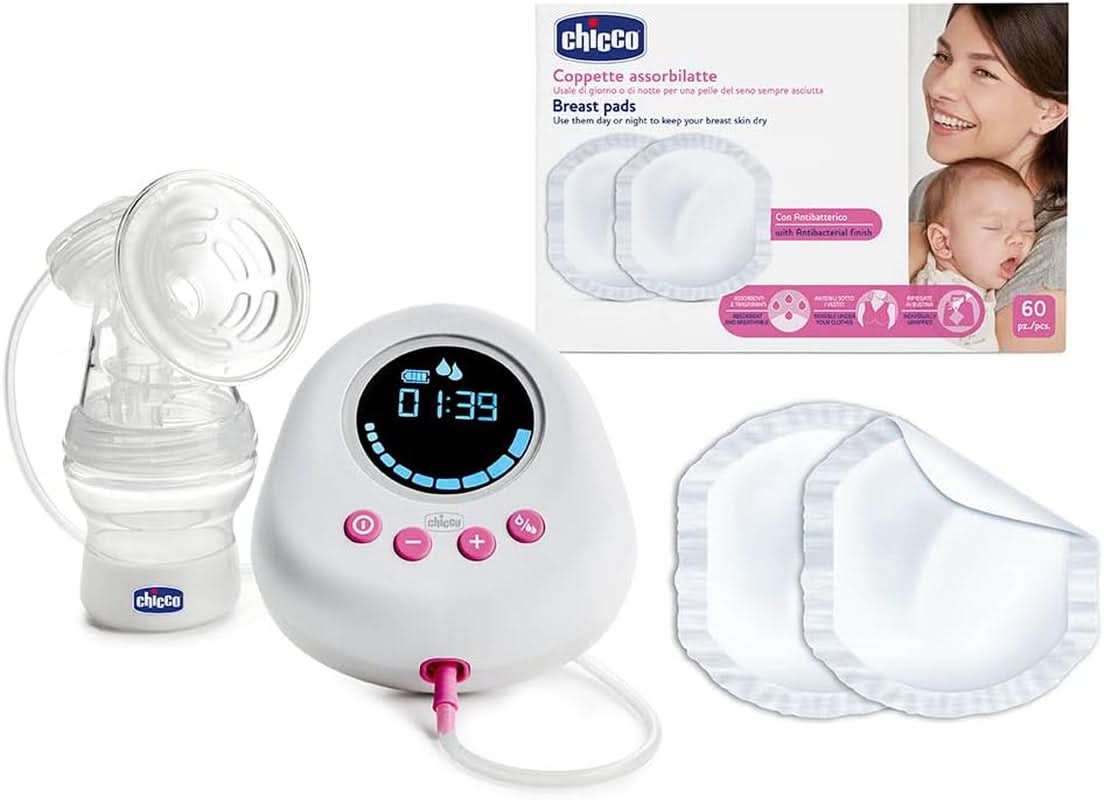Chicco, przenośny laktator elektryczny, 5 poziomów intensywności, 150 ml Akcesoria Żywność i karmienie piersią Bebe Naty Shop Milchpumpe + Sauger