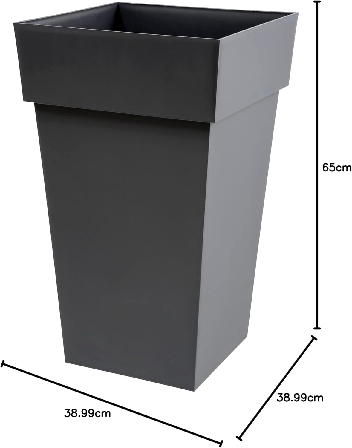 Plastiques 13635 G.ANT SX3 Doniczki z polipropylenu Toskania, 39 x 39 x 65 cm, szare