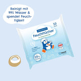 PAEDIPROTECT Chusteczki nawilżane dla dzieci 1 x 10 szt. Chusteczki nawilżane dla dzieci Sensitive Chusteczki nawilżane na bazie wody 99% wody Bezzapachowe Dla dzieci i dzieci Delikatna skóra Ekstrakt z kokosa Bez mikroplastików Wegańskie (5 szt.)