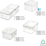 Pudełka do przechowywania iDesign, organizer na lodówkę z pokrywkami w zestawie 5 sztuk, plastikowe pudełka do przechowywania żywności z recyklingu do organizowania materiałów eksploatacyjnych, przezroczyste i białe pudełka do przechowywania żywności Naty Shop
