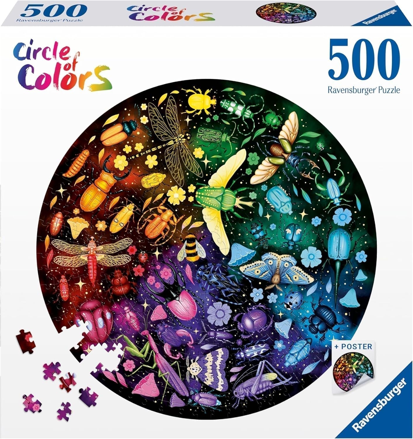 Ravensburger - Puzzle dla dorosłych - Okrągłe puzzle zawierające 500 elementów - Odpowiednie od 12 lat - Owady (koło kolorów) - Puzzle wyprodukowane w Europie - 12000820 Puzzle Naty Shop