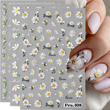 5 sztuk Geprägte Gänseblümchen Nagelsticker Selbstklebend Blumen Nagelaufkleber Gänseblümchen Schmetterling Nagel naklejka Nageldesign Aufkleber Nägel Zubehör Blume naklejka do paznokci kwiat naklejki do paznokci