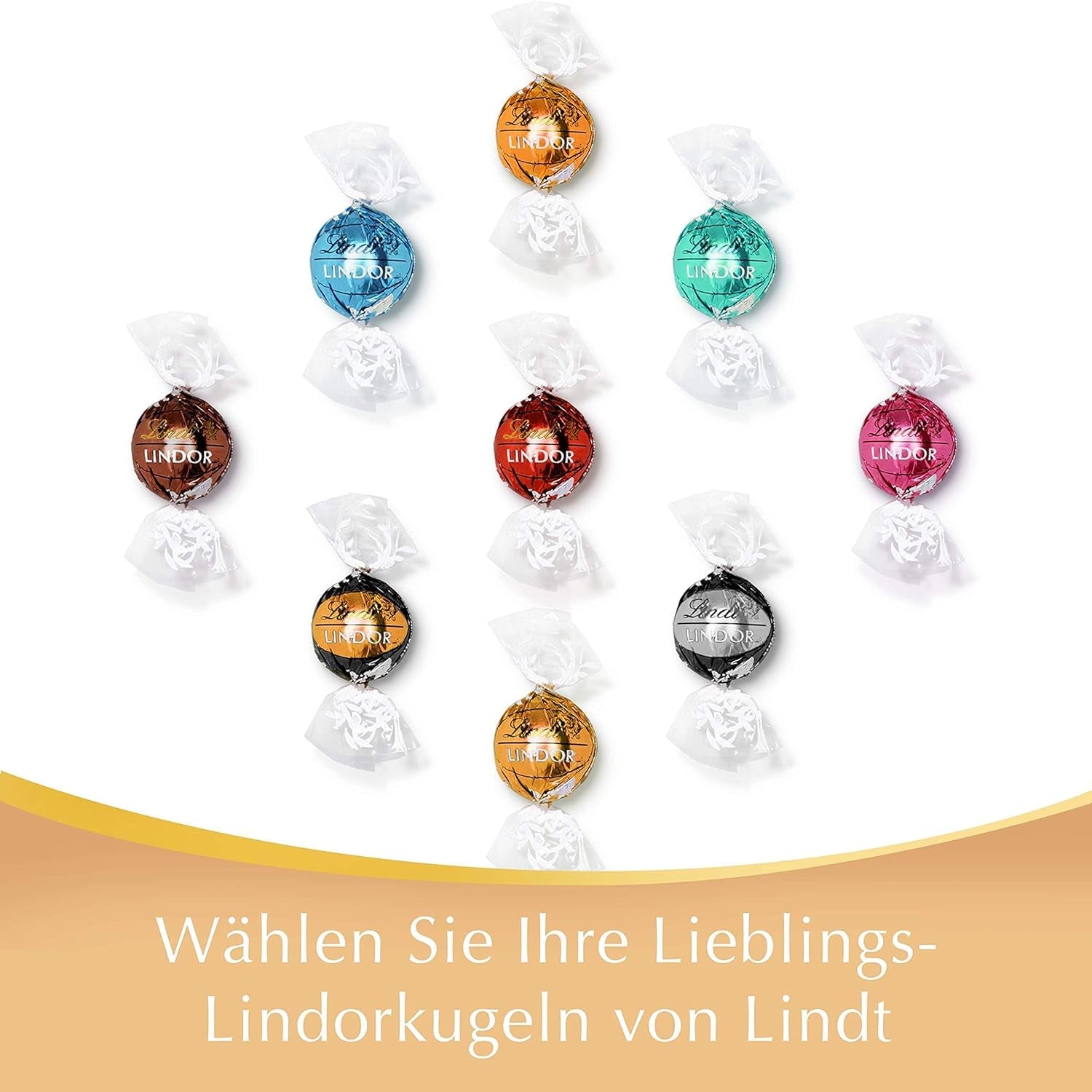 Pudełko upominkowe Lindt LINDOR z różnymi czekoladkami, ok. 15 trufli LINDOR, 4 odmiany (czekolada mleczna, czekolada biała, czekolada gorzka 60% i orzech laskowy), 187 g
