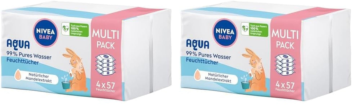 Chusteczki nawilżane NIVEA Baby Aqua 4x57 sztuk