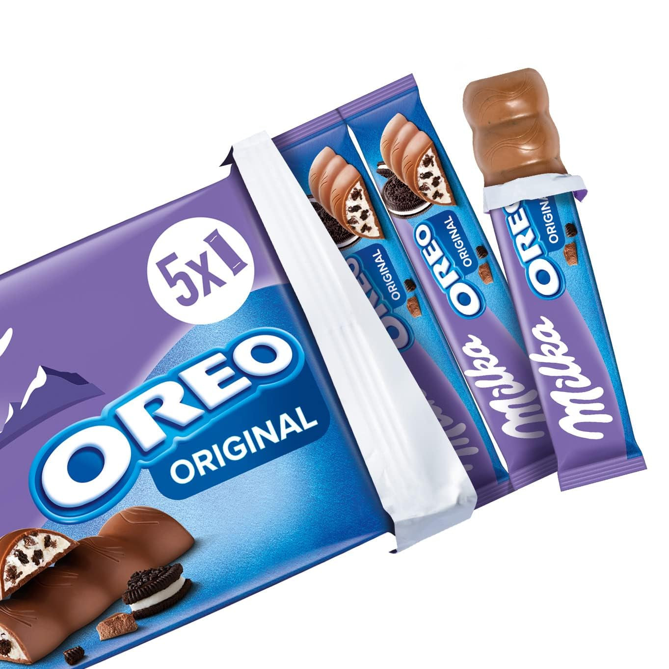 Batony Milka & OREO – Alpejska czekolada mleczna z chrupiącymi kawałkami ciastek OREO w mlecznej śmietanie – 13 x 185g
