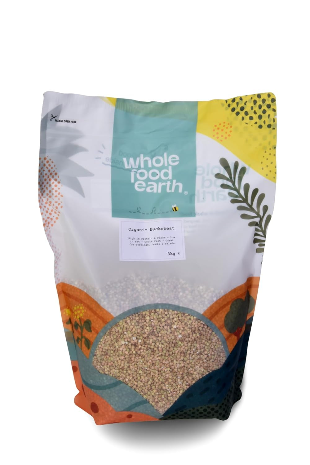 Organiczna kasza gryczana pełnoziarnista - 3 kg - bez GMO - wegańska - bogata w błonnik - certyfikowana ekologicznie