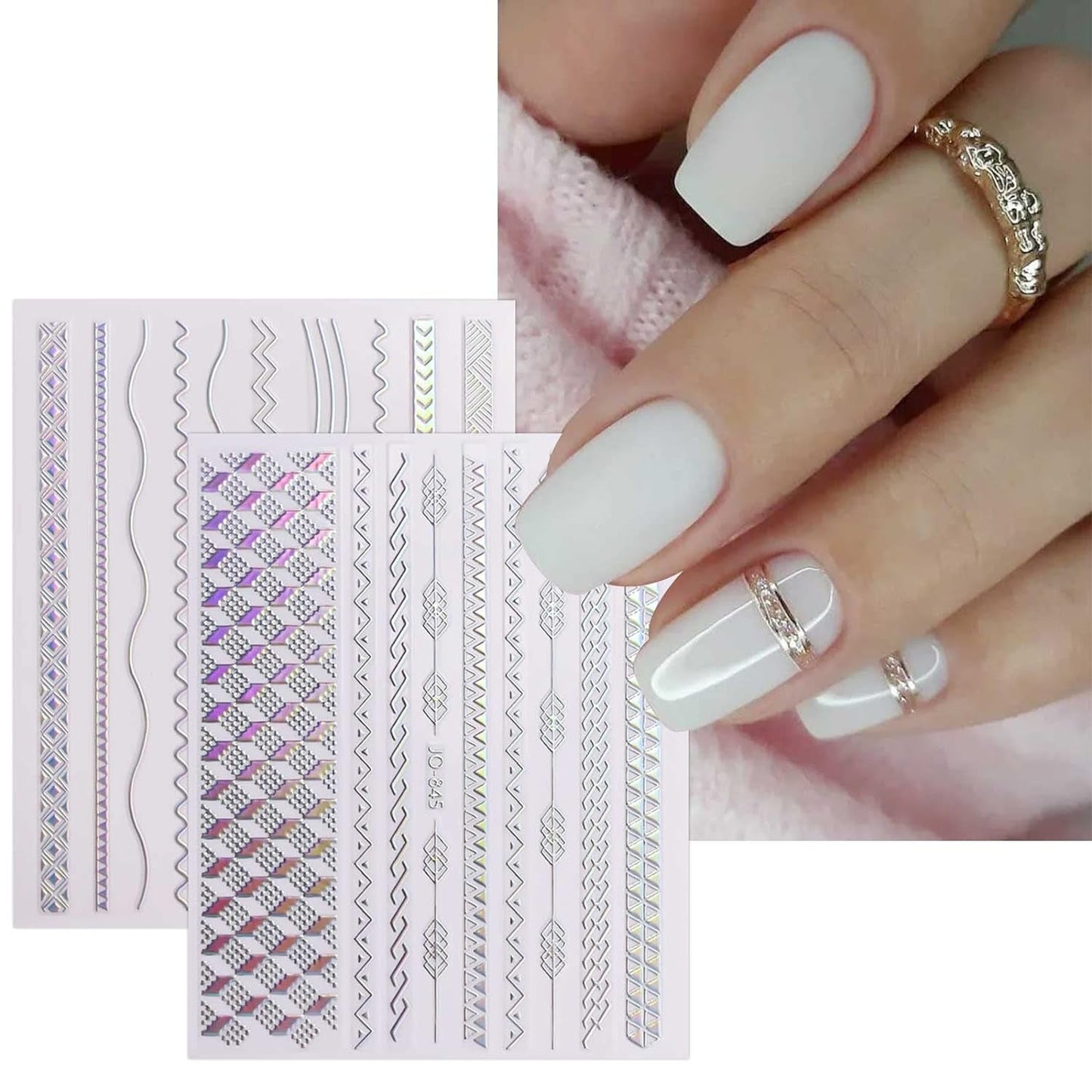 JMEOWIO Nagelsticker Aurora 12 Blatt Nail Art Naklejka Selbstklebend Nagelaufkleber Holografisch Dekoration Nageldesign Zubehör