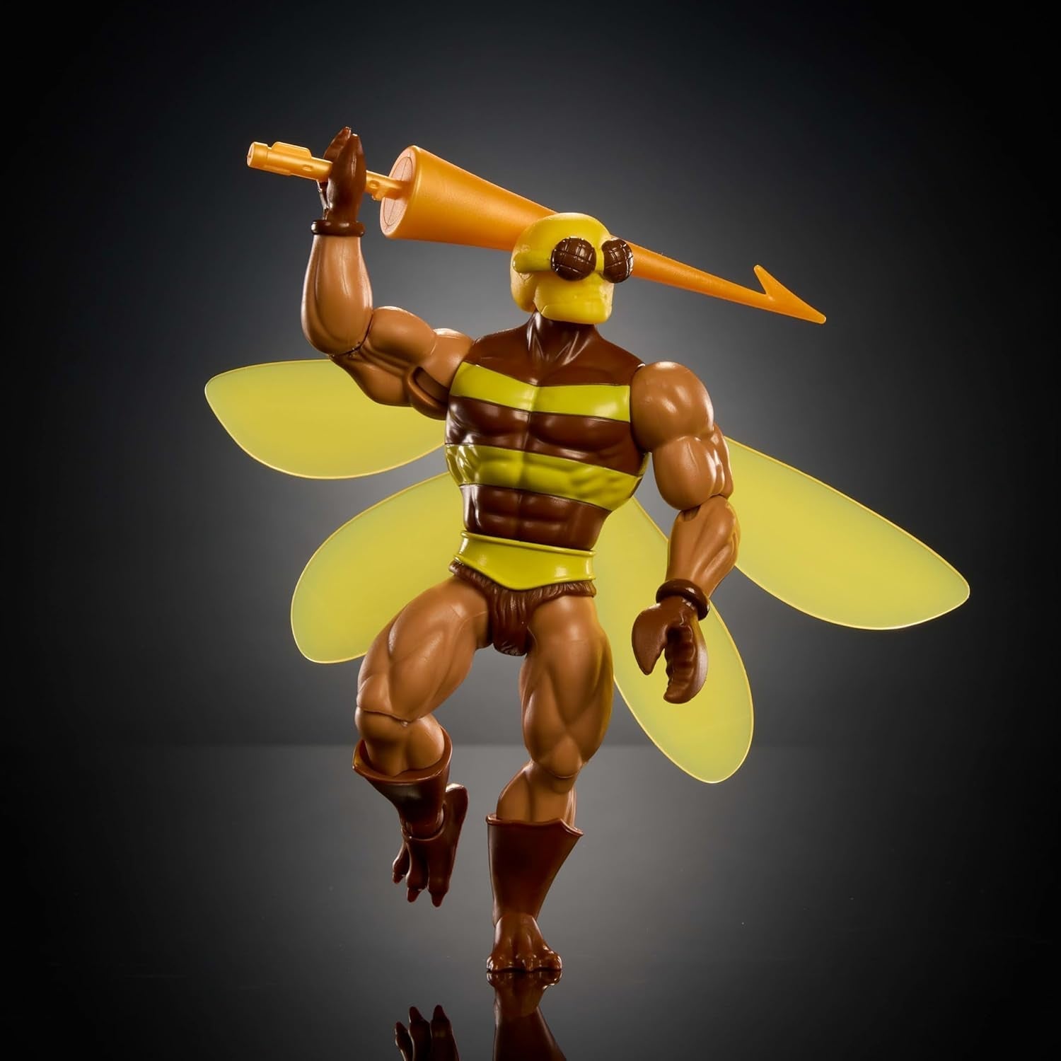 Masters of the Universe Origins Figurka Buzz-Off z kolekcji kreskówek, wysokość około 14 cm, z telewizji z lat 80., Przywódca pszczół ze skrzydłami i okularami z oszczepem, JBM88 Figurki Naty Shop