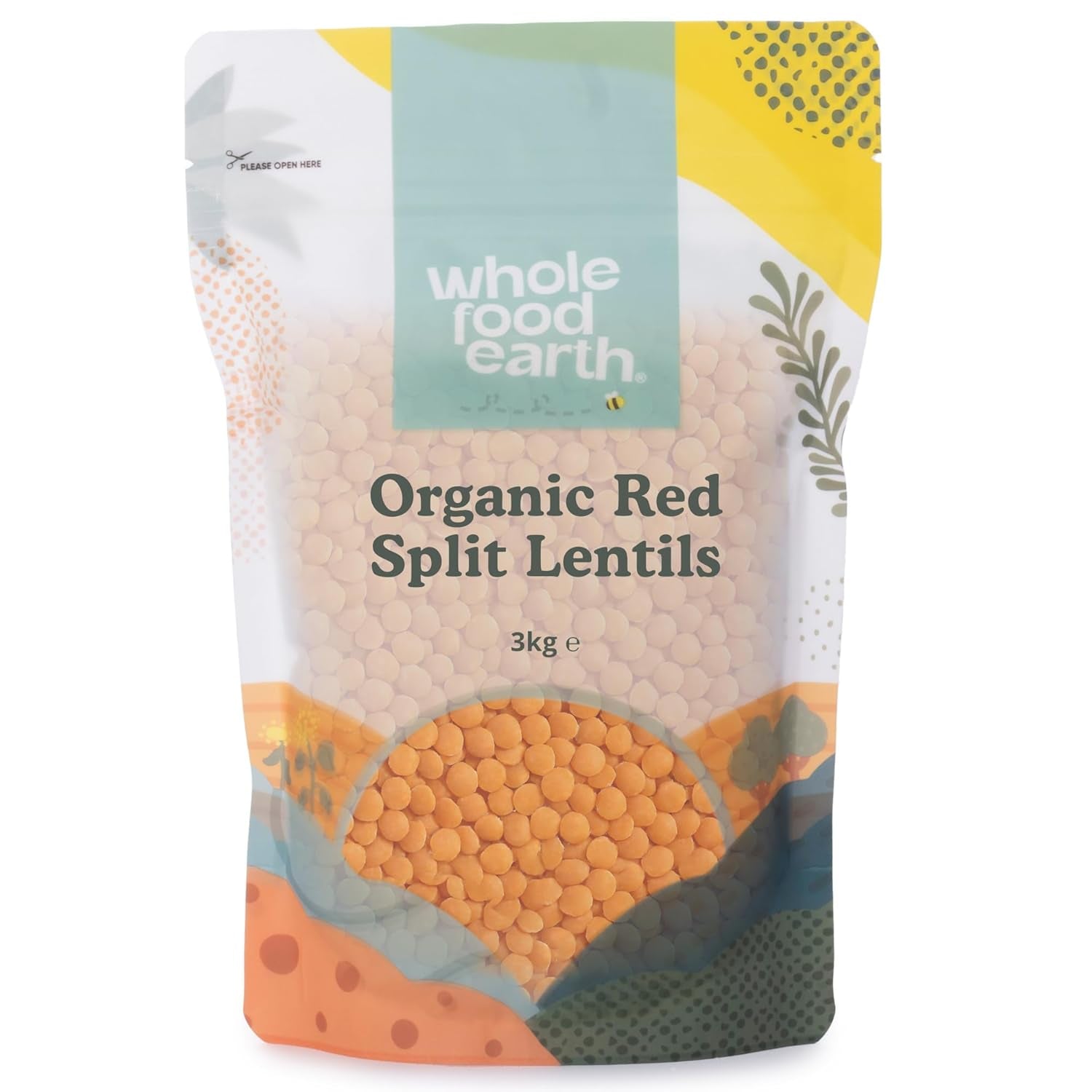 Wholefood Ziemia Organiczna czerwona soczewica dzielona 3 kg Bez GMO Wegańska Wysoka zawartość błonnika Wysoka zawartość białka Z certyfikowanych upraw ekologicznych