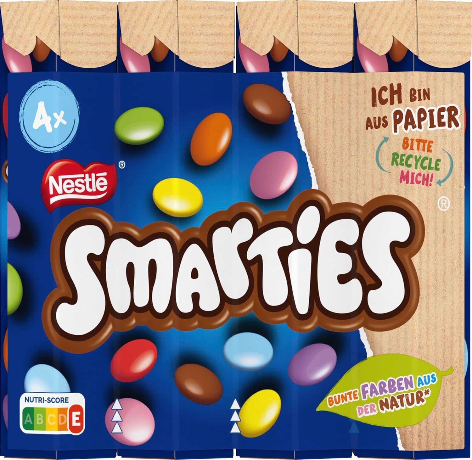 Opakowanie zbiorcze Nestlé SMARTIES, mała bułka, soczewica w kolorze czekoladowym, idealna na urodziny dzieci, naturalne kolory, sześciokątna bułka, opakowanie 12 szt. (12x (4 x 34g))