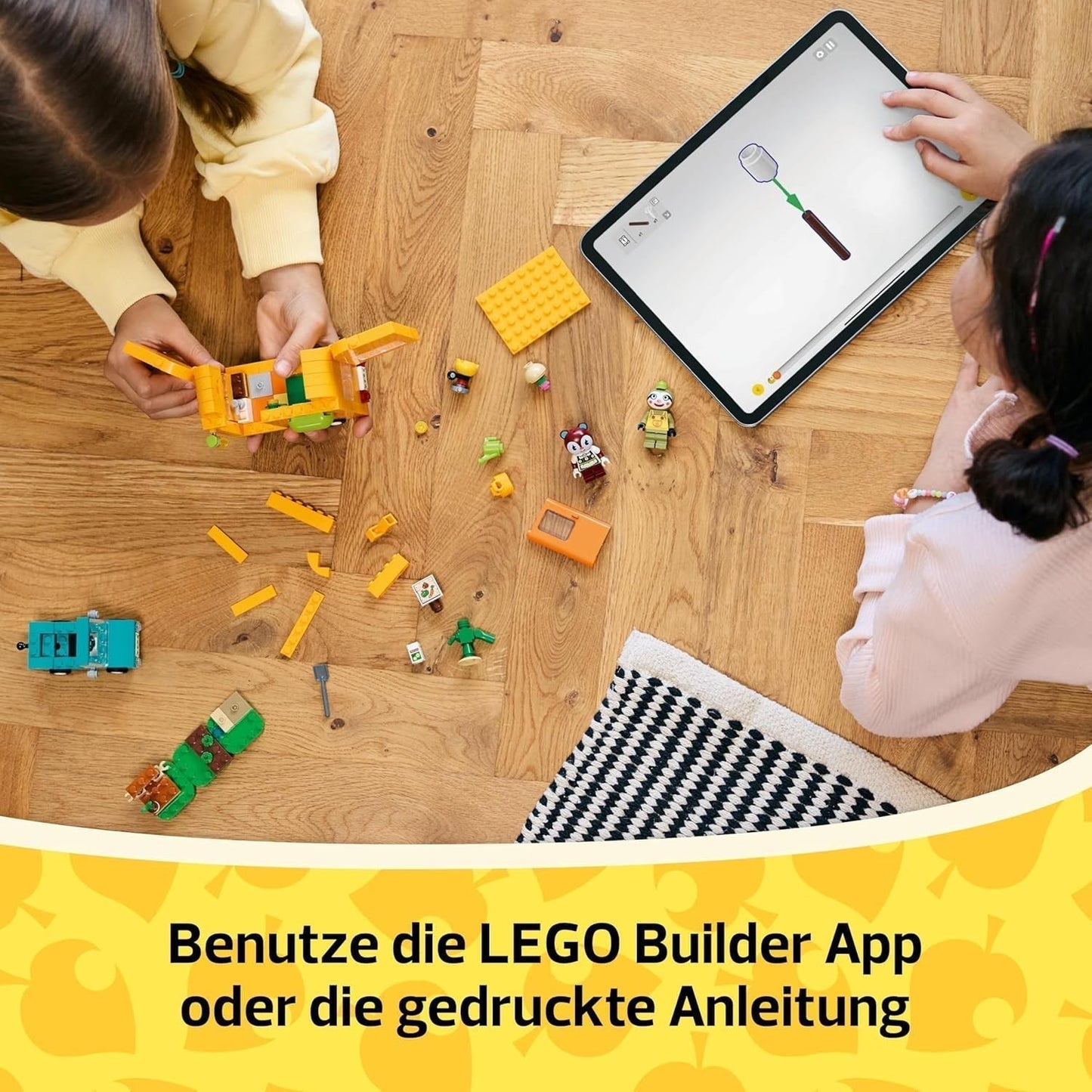 LEGO Animal Crossing Przyczepa i ogród Gerda do odgrywania ról Zestaw samochodzik dla dzieci w wieku 7 lat dla dziewcząt i chłopców Prezent Gra wideo Zabawka z figurkami zwierząt 77054 Zestawy do budowania Besuche den LEGO-Store