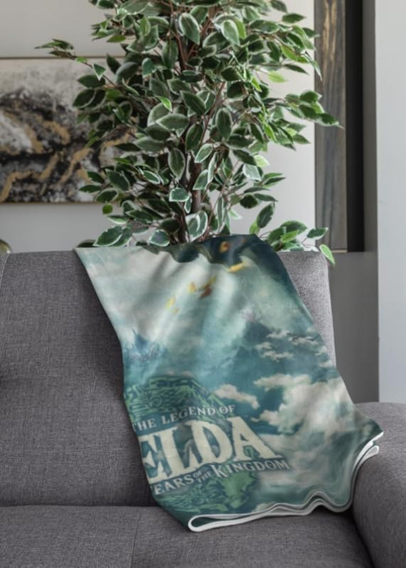 Koc Zelda Sherpa - Sky Totk - 100 x 150 cm - oficjalny produkt licencjonowany, zielony, podwójne łóżka i koce HÃ”MADICT