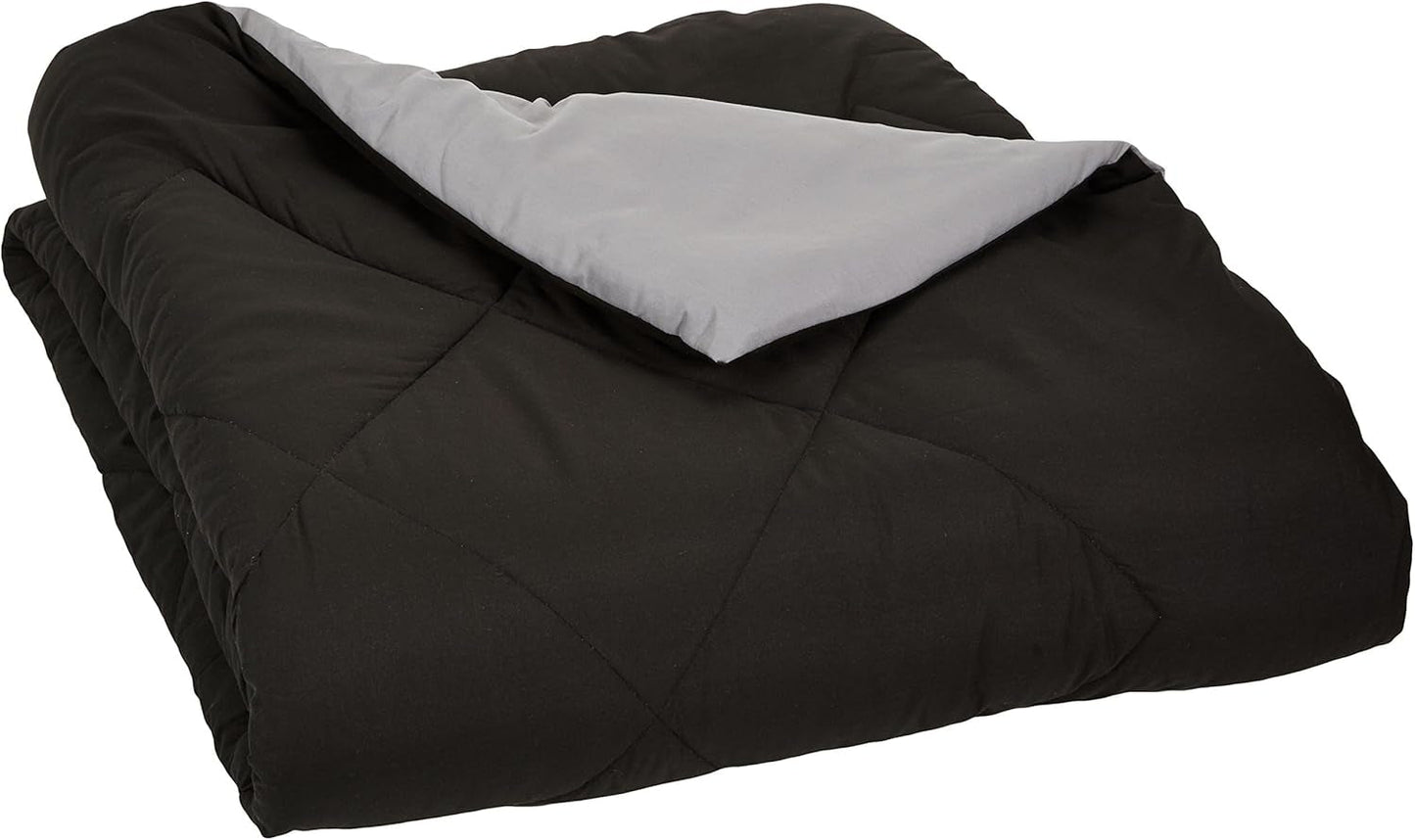 Poszwa na kołdrę z mikrofibry Amazon Basics, do noszenia obustronnie, 220 X 240 cm, szaro-czarna Kołdry i kołdry Naty Shop