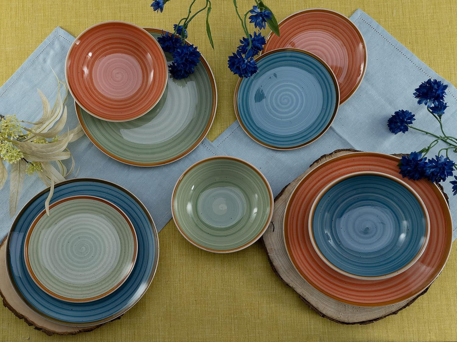 CreaTable, 22851, seria COUNTRY, 24-częściowy zestaw naczyń obiadowych dla 6 osób, usługa łączenia porcelany, można myć w zmywarce i używać w kuchence mikrofalowej, jakość produkcji