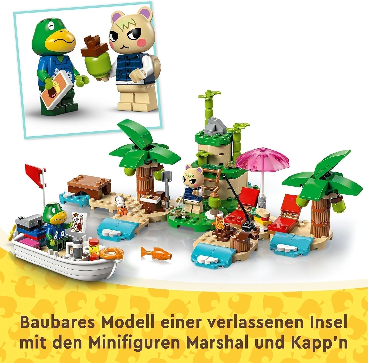 LEGO Animal Crossing Wycieczka łodzią po wyspie Käptens, kreatywna zabawka dla dzieci z 2 minifigurkami z serii gier wideo, w tym Huschke, prezent dla dziewcząt i chłopców od 6 lat 77048 Zestawy do budowania Besuche den LEGO-Store