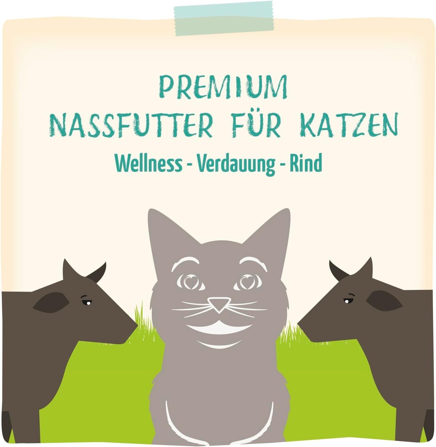 MjAMjAM - Mokra karma premium dla kotów - Wellness - Trawienna - Wołowina, opakowanie 12 sztuk (12 x 125 g), Bez zbóż