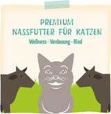 MjAMjAM - Mokra karma premium dla kotów - Wellness - Trawienna - Wołowina, opakowanie 12 sztuk (12 x 125 g), Bez zbóż