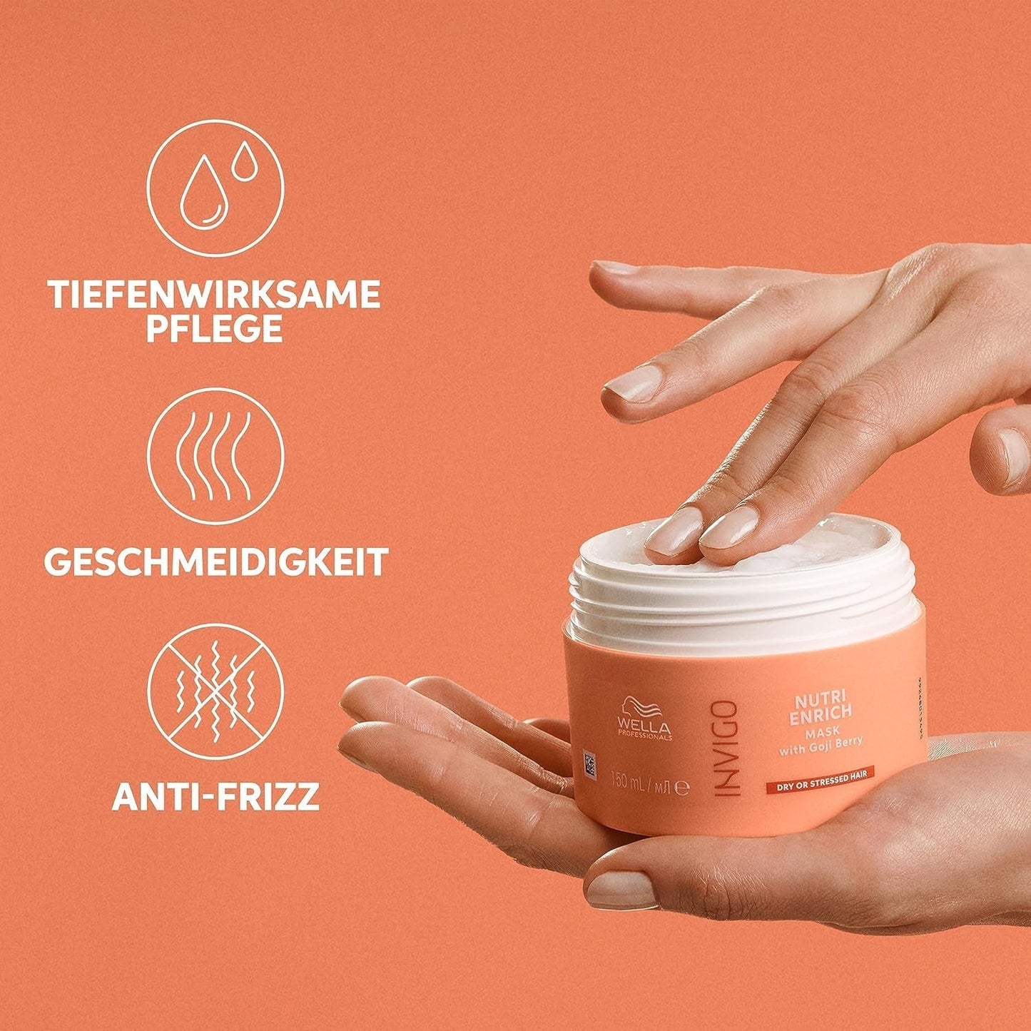 Wella Professionals Invigo Nutri Enrich - nawilżająca pielęgnacja do włosów zniszczonych - odżywka, maska i odżywka z witaminą E, pantenolem i migdałami - przeciw puszeniu się i dla żywych loków Naty Shop Hair Mask