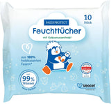 PAEDIPROTECT Chusteczki nawilżane dla dzieci 1 x 10 szt. Chusteczki nawilżane dla dzieci Sensitive Chusteczki nawilżane na bazie wody 99% wody Bezzapachowe Dla dzieci i dzieci Delikatna skóra Ekstrakt z kokosa Bez mikroplastików Wegańskie (5 szt.)