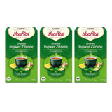 Yogi Tea - Zielona herbata z imbirem i cytryną, Organiczna herbata ajurwedyjska z przyprawami i ziołami, Mieszanka zielonej herbaty, imbiru i cytryny, Yogi Tea 3 opakowania, 3X17 torebek na herbatę (łącznie 51 torebek), Idealna na prezent