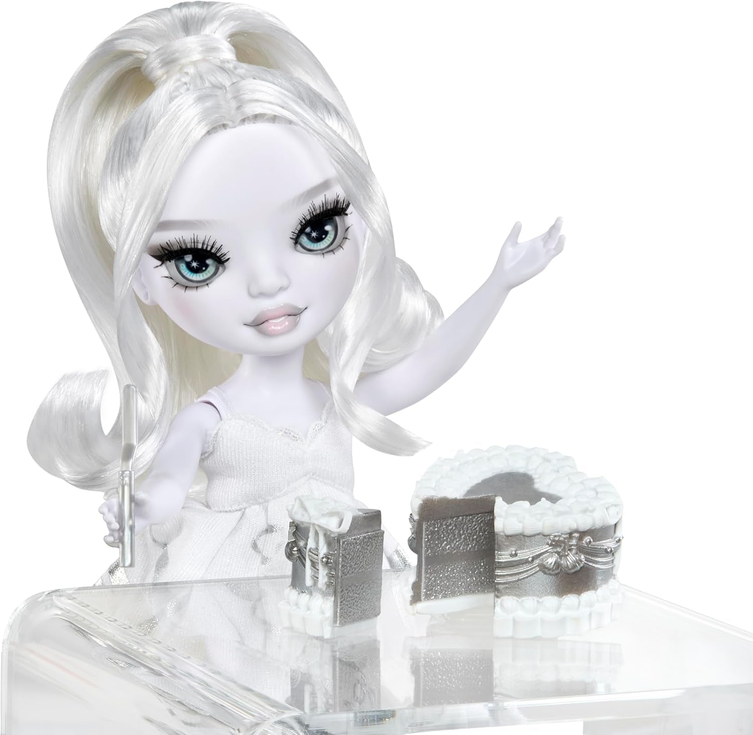 Rainbow High Shadow High Girl's Night Doll - Natasha Zima - 28 cm modna lalka w odcieniach szarości, białych włosów i srebrnego stroju z akcesoriami i grzebieniem - Dla kolekcjonerów i dzieci w wieku od 6 lat