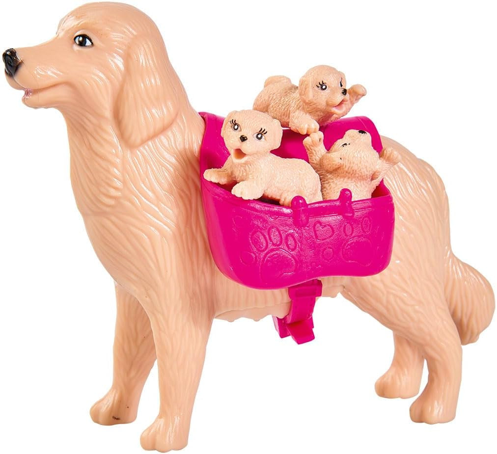 Simba 105733072 - Evi Love Opiekunka do psa z psem i trzema szczeniętami, akcesoria, lalka modowa, 12cm, dla dzieci w wieku 3+