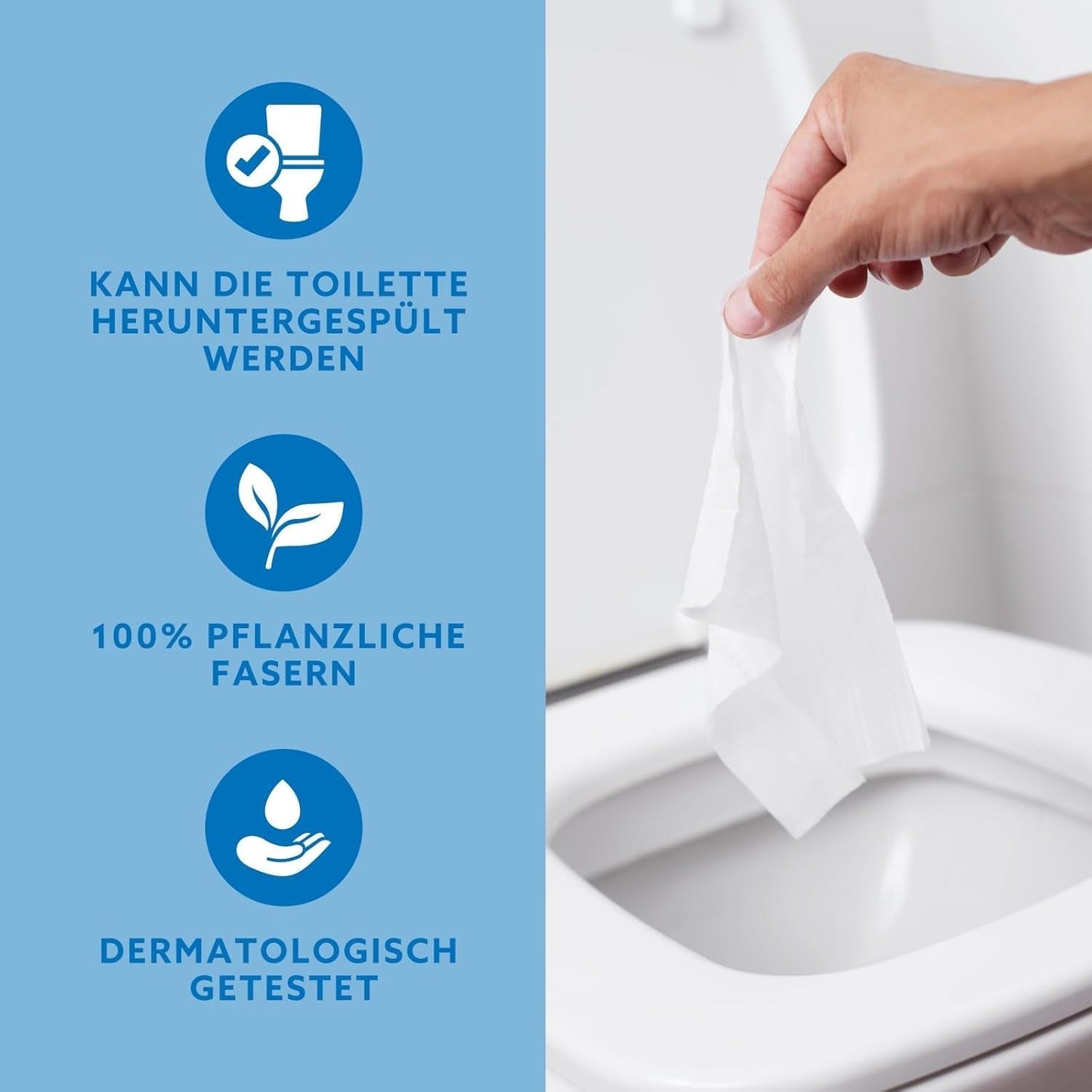 Amazon Miękkie, mokre, bezwonne, drobno chłonne, bezzapachowe chusteczki toaletowe, 240 sztuk (6 opakowań po 40 sztuk) (dawniej marka Presto!)