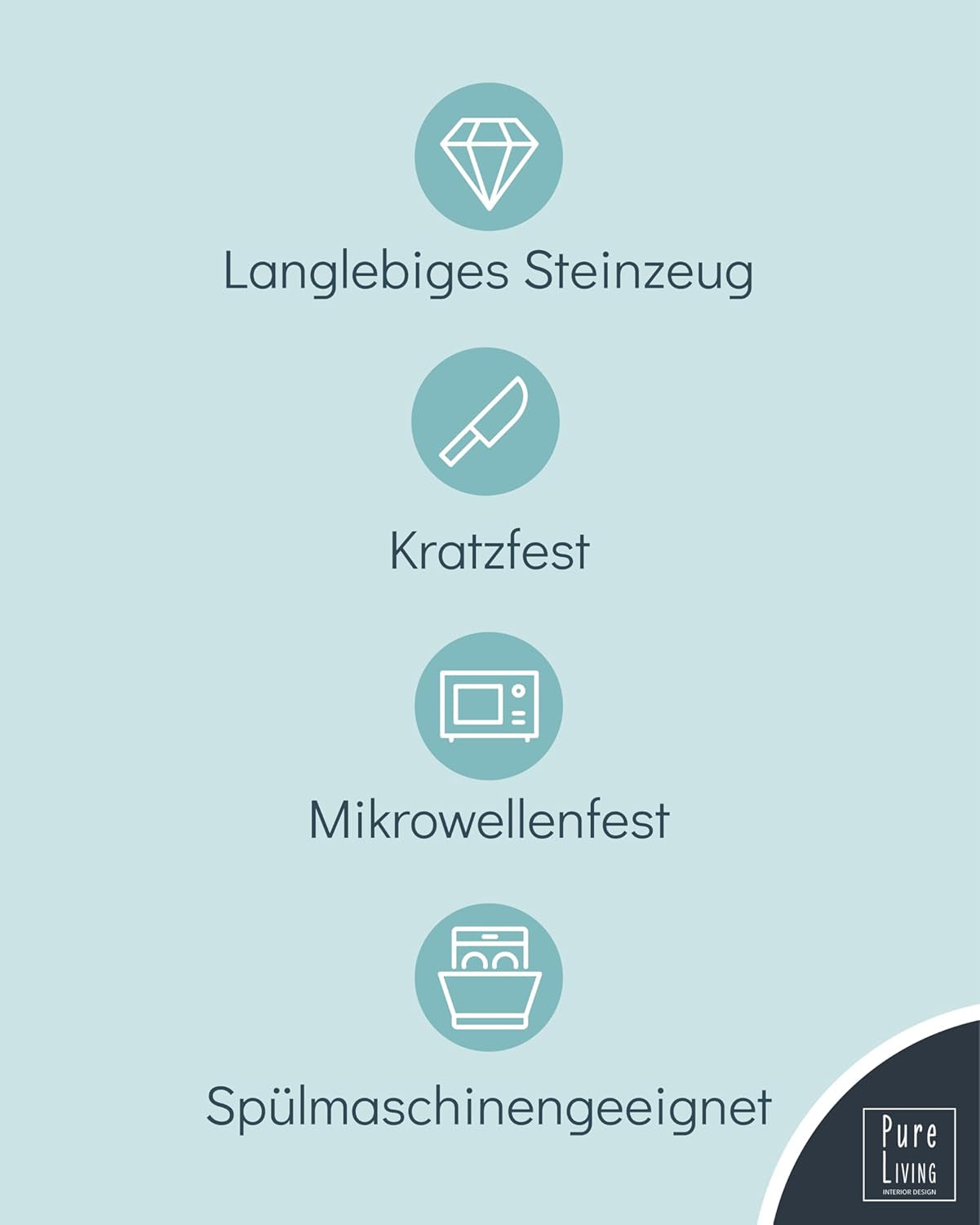 Steingut Geschirrset 12 Personen Rustic 36 tlg. TESTSIEGER, Hochwertiges Landhaussttil Steingut Geschirr Set, Schüssel- und Teller Set, Tafelservice 12 Personen, Geschirrsets Pure Living w Rauchblau