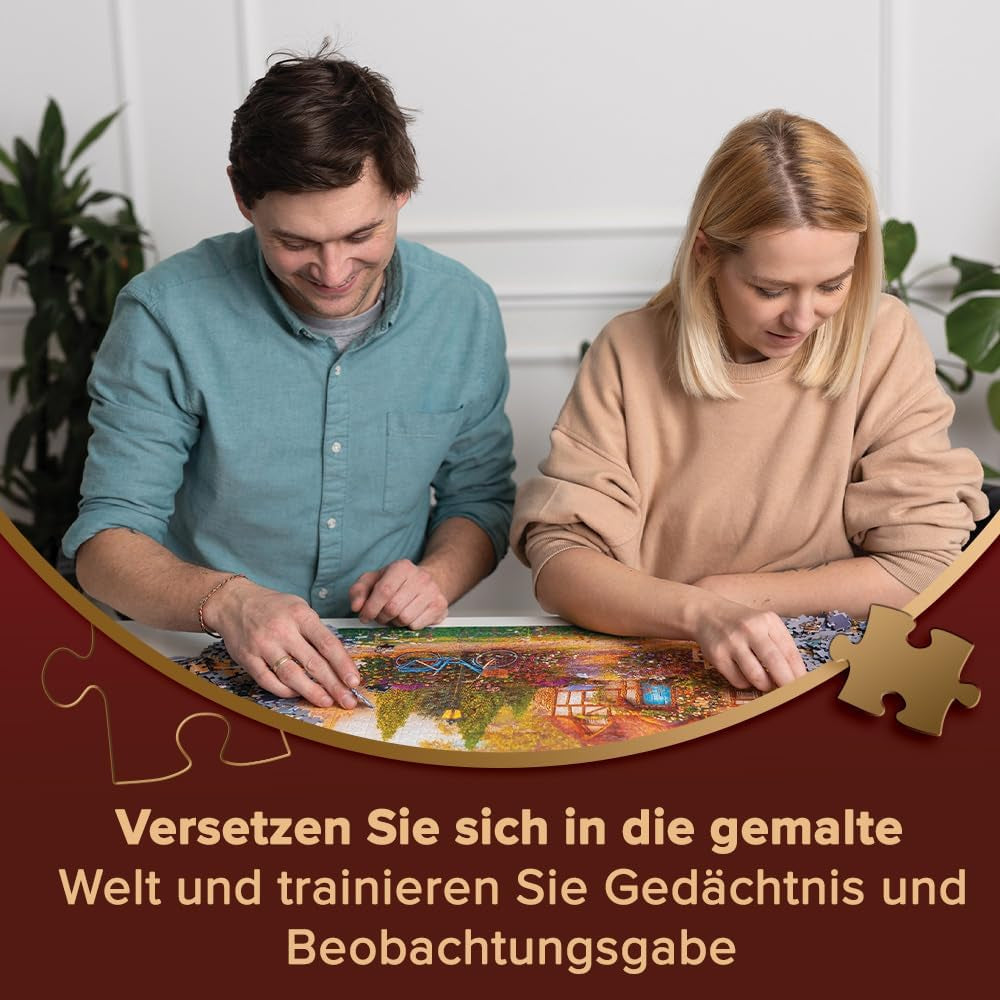 Trefl Premium plus Quality - Puzzle Tea Time: Domy Stoney Lane - 1000 elementów, Seria nostalgicznie malowanych obrazów, Idealne dopasowanie elementów, Dla dorosłych i dzieci od 12 lat Puzzle Naty Shop