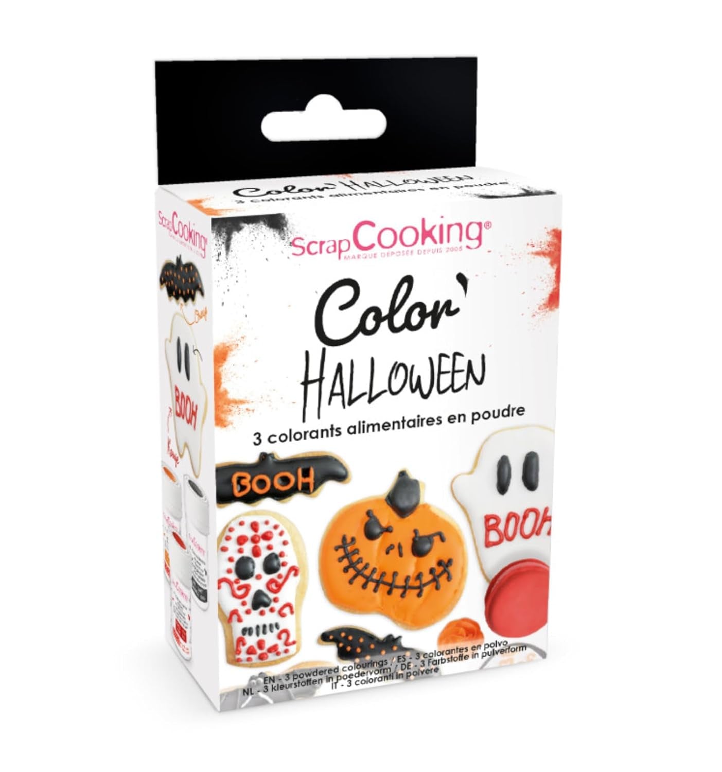 Scrapcooking - Halloweenowy zestaw 3 barwników spożywczych w proszku - pomarańczowy, czarny, czerwony - jadalny barwnik spożywczy do pieczenia, ciast, ciastek, ciast, ciasta, kremówki - dekoracja na Halloween - 4017