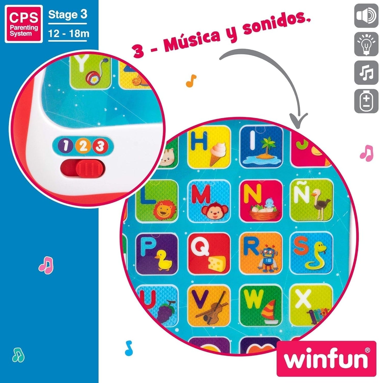 winfun ColorBaby 44256 Taca edukacyjna ze światłem i dźwiękiem. Zabawki dla dzieci Naty Shop