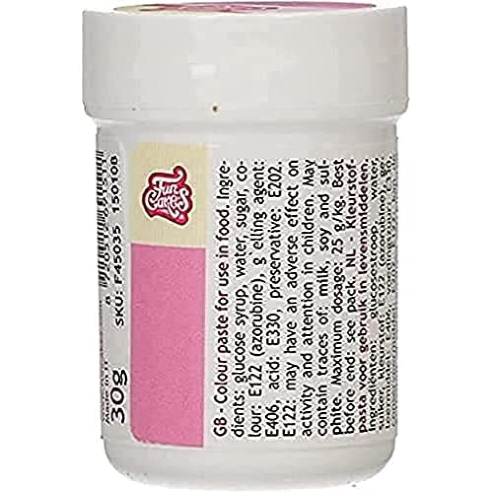 Skoncentrowany barwnik spożywczy Funcakes Paste Color Pink; do ciasta, kremu, fondantu, marcepanu, ciasta, pasty modelarskiej i pasty kwiatowej. Halal i koszerne. 30 gr