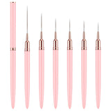 6 Stück Liner Pinsel Nailart Nageldesign Zestaw Pinsel Dünn Acryl Nagelpunkt-Zeichenwerkzeug Nägel Dünne Nagelpinsel Zestaw Für Lange Linien, Dünne Detale, Feines Zichnen 5/7/9/11/15/25 Mm（Rosa）