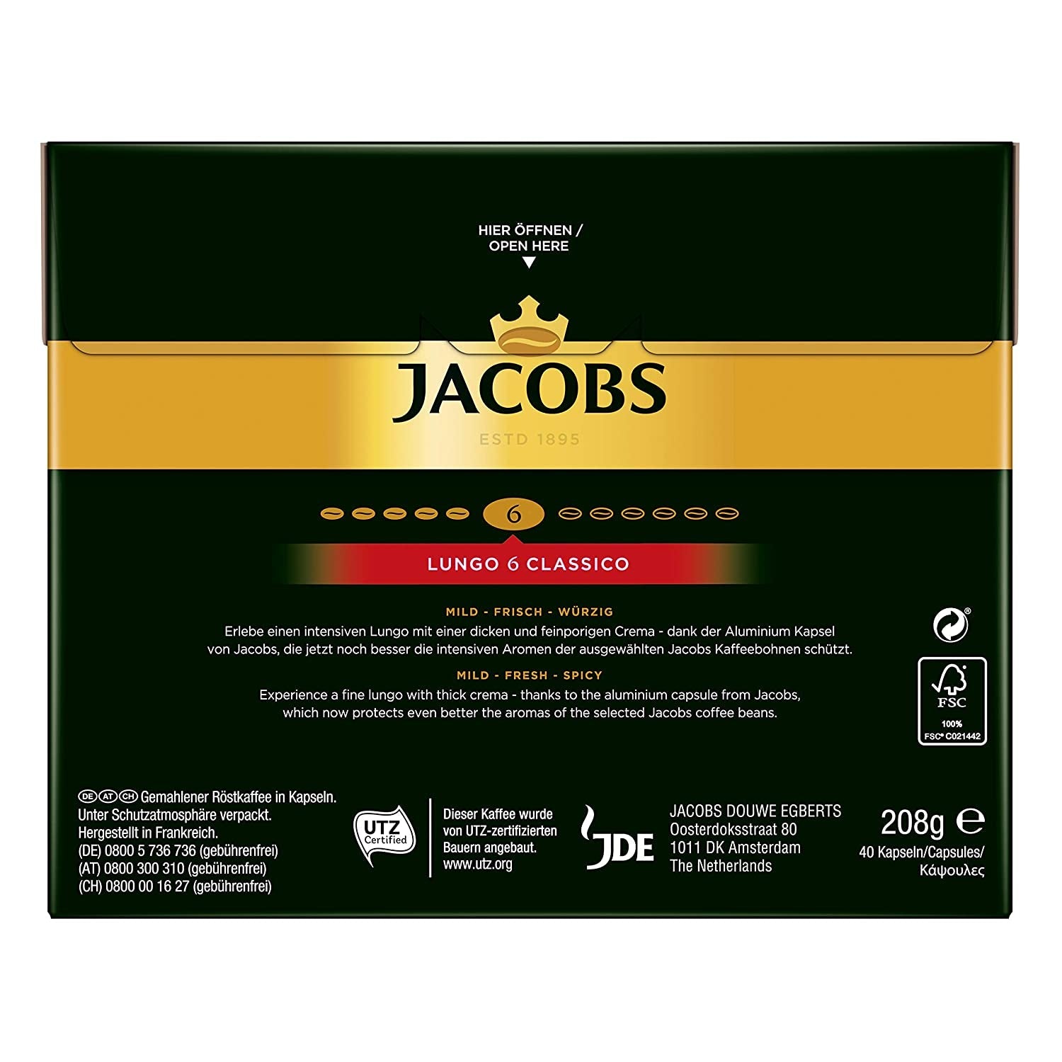 Kaffeekapseln Lungo Classico (nur für kurze Zeit) Megapack XXL i Kaffeekapseln Lungo Decaffeinato- Intensität 6-200 Kapseln kompatybilny z Nespresso, opakowanie 10er, 10 x 20 Getränke