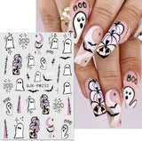 JMEOWIO Nagelsticker Halloween 9 Blatt Nail Art Naklejka Selbstklebend Nagelaufkleber Süßes Gespens Kürbis Dekoration Nageldesign Zubehör