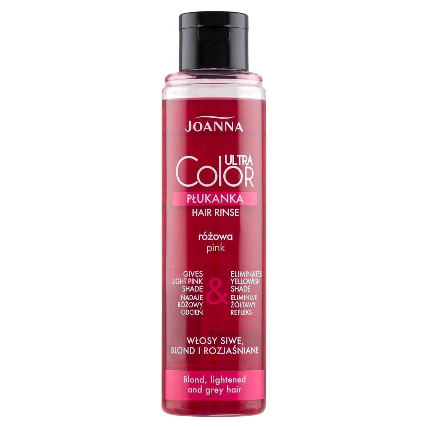 Joanna Ultra Color - Różowa odżywka koloryzująca do włosów blond i jasnych - Pastelowy róż - Naturalny połysk - Usuwa żółty odcień z włosów szaro-blond - Efekt tymczasowy - 150 ml Farba do włosów Naty Shop Odcienie różowego blondu 150 Ml (1 opakowanie)
