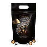 Lindt LINDOR Kulki z bardzo ciemnej czekolady i LINDOR Truskawkowe kulki czekoladowe | 1 kg zamykana torebka | ok. 80 kulek z białej czekolady z kremem truskawkowym