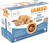 IAMS Delights Sea Collection Katzenfutter Nass - Opakowanie zbiorcze z Fisch Sorten (Lachs, Thunfisch, Makrela, Seefisch) w sosie, Nassfutter für Katzen od 1 Jahr, 12 x 85g