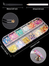EBANKU Nail Art Strass Kit Multi Design Zubehör Mit 1 Pinzetten 1 Stück Wachsstifte Deko Diamanten Kristalle Perlen Edelsteine ​​​​Bunt Pferdeaugen Strass Metall Nieten Für Nagel DIY (1 Stück (opakowanie 10Er))