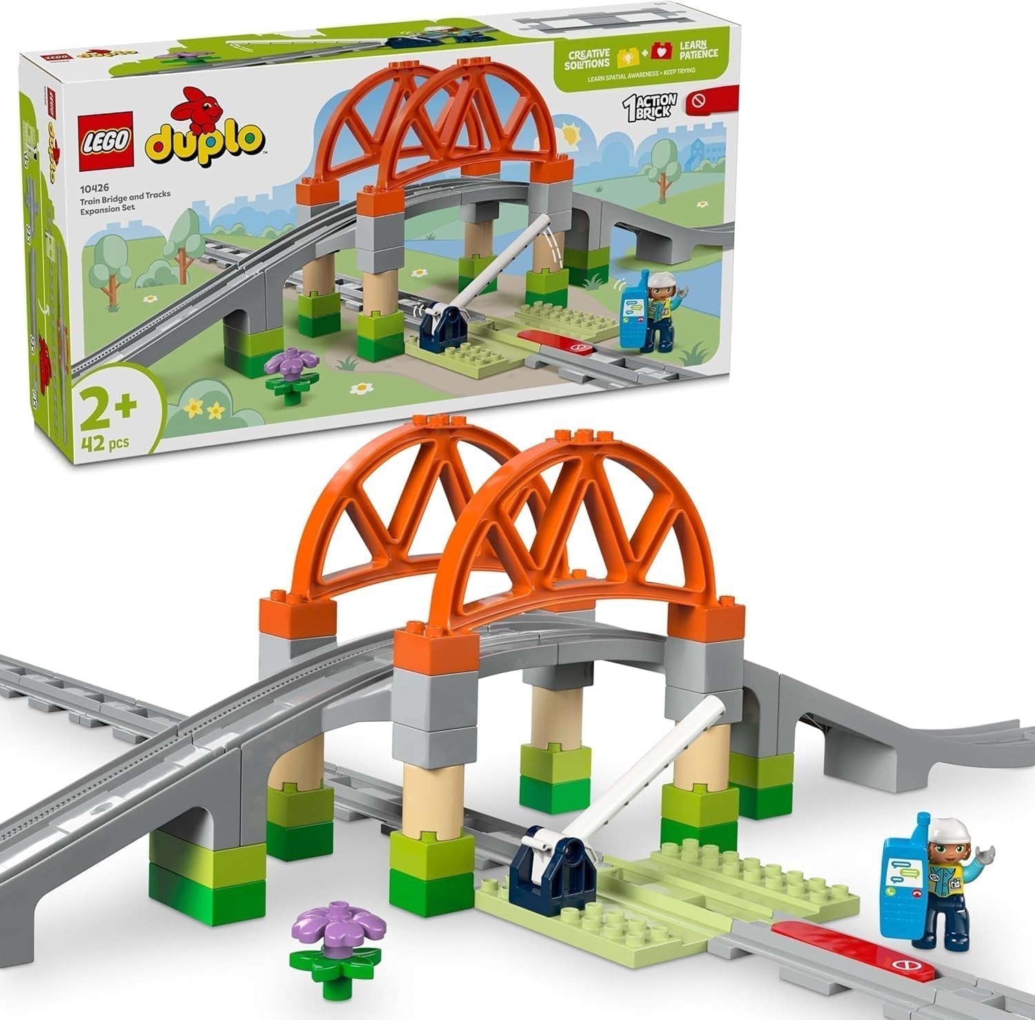 Miejski most kolejowy i tory LEGO DUPLO — zestaw rozszerzający, prezent dla dzieci w wieku od 2 lat i więcej, zestaw do budowania i rekonstrukcji, zestaw rozwojowy dla przedszkolaków, zabawka edukacyjna 10426 Zestawy do budowania Besuche den LEGO-Store Default Title