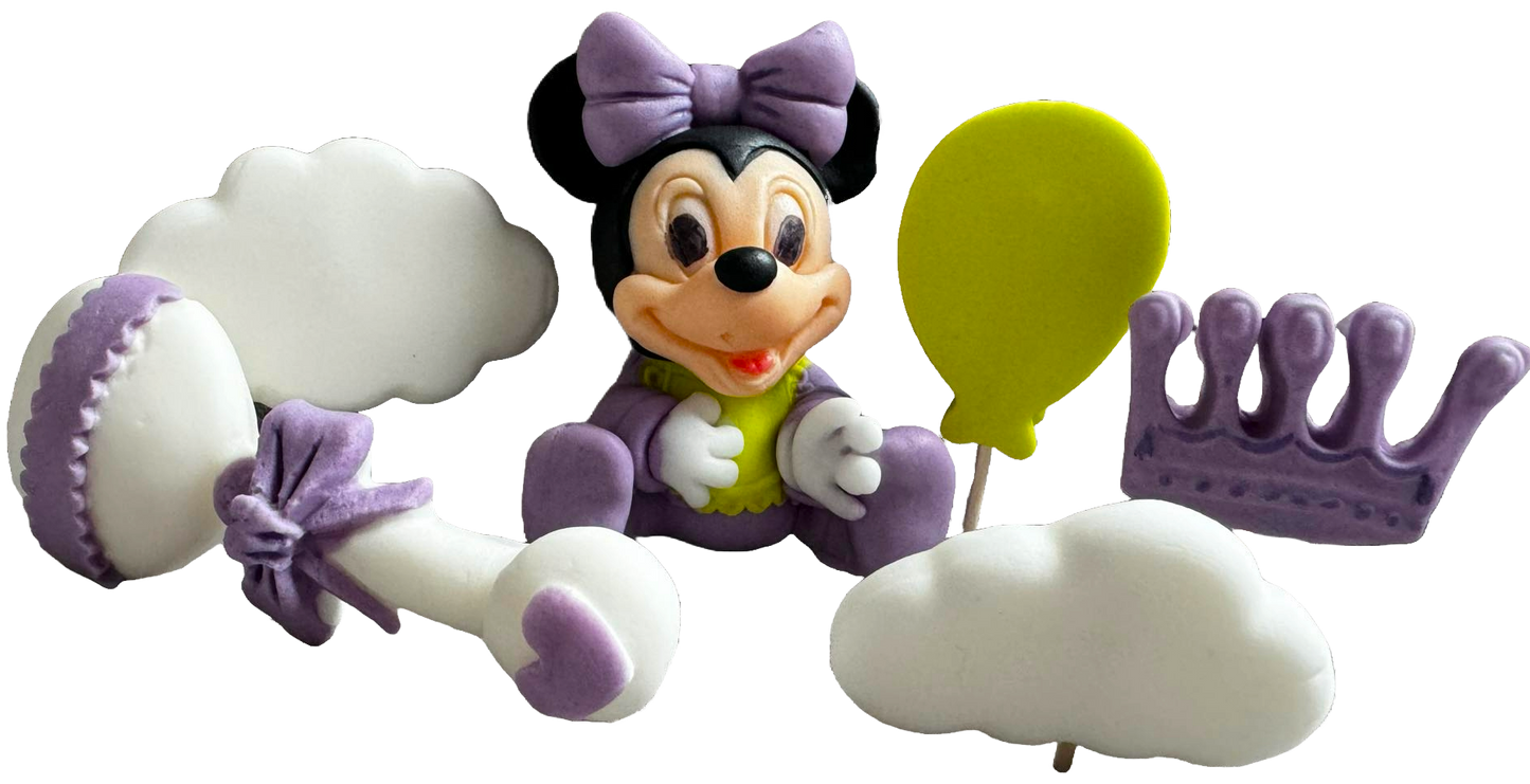Zestaw 6 jadalnych dekoracji z cukru, Dekoracje z pasty cukrowej Myszka Minnie Naty Shop